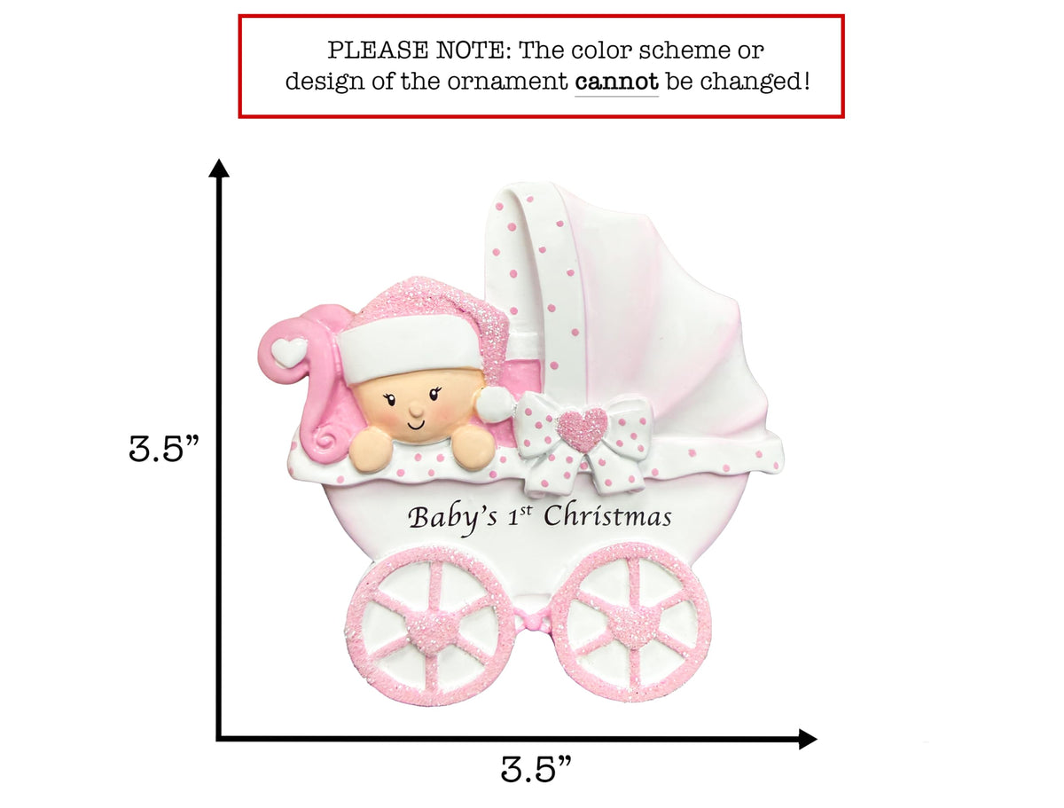 Baby's First Christmas Ornament 2026 Pink Stroller F2790
