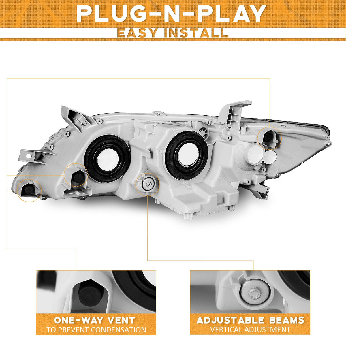 Anti-Fogging Headlights Assembly for Toyota Camry V18569
