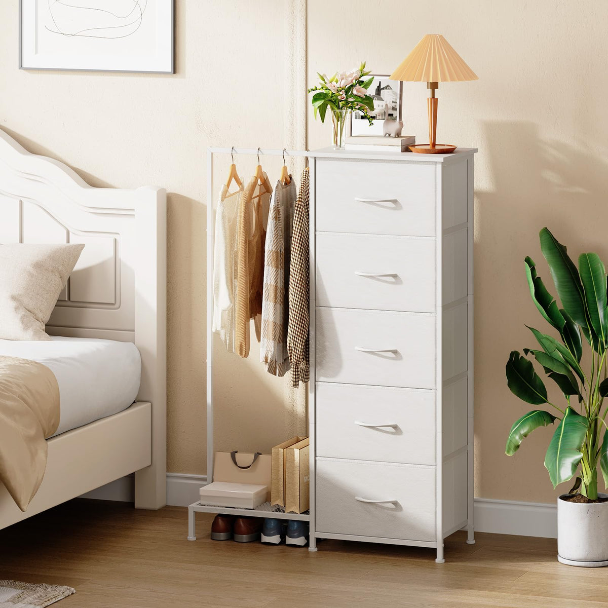 Dresser with Hanging Rack, 5 Drawers F4301