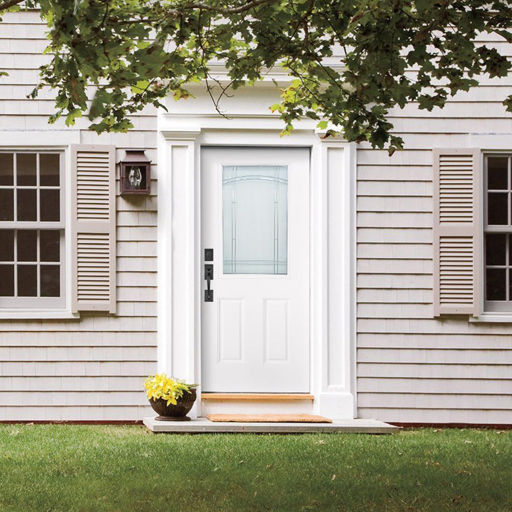 White Fiberglass Prehung 36" x 80" Entry Door H7793