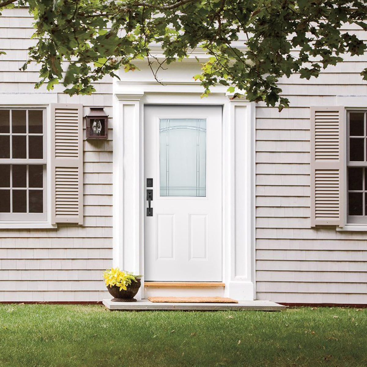 White Fiberglass Prehung 36" x 80" Entry Door H7793