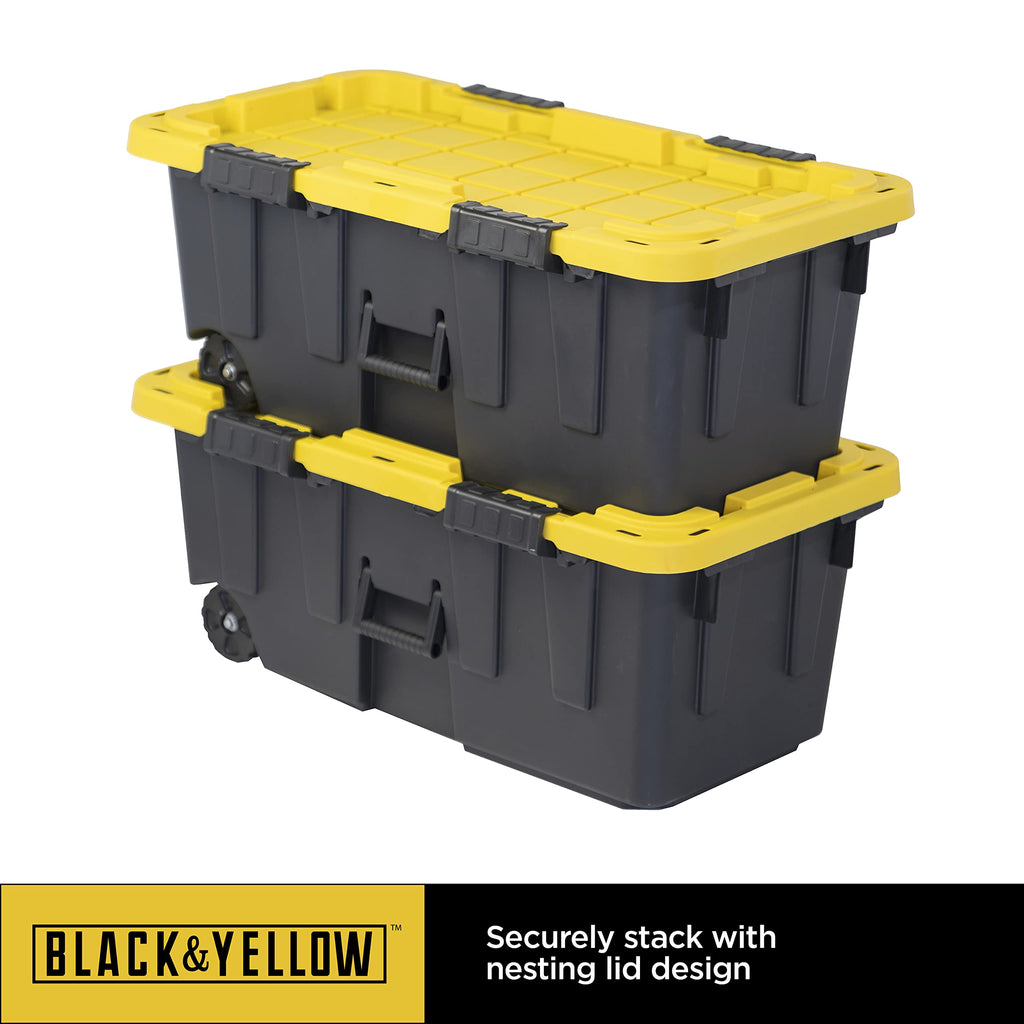 20-Gallon Heavy Duty Stackable Lidded Storage Bins with Wheels, 4 Pack I966