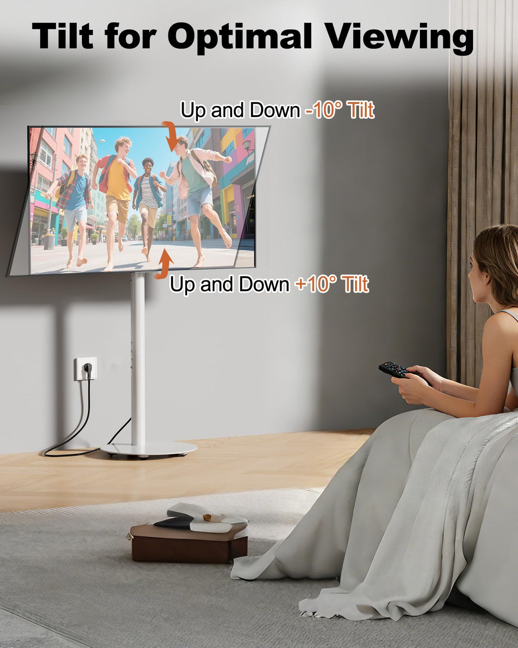 White Rolling TV Stand for 32-55 Inch TVs R793998