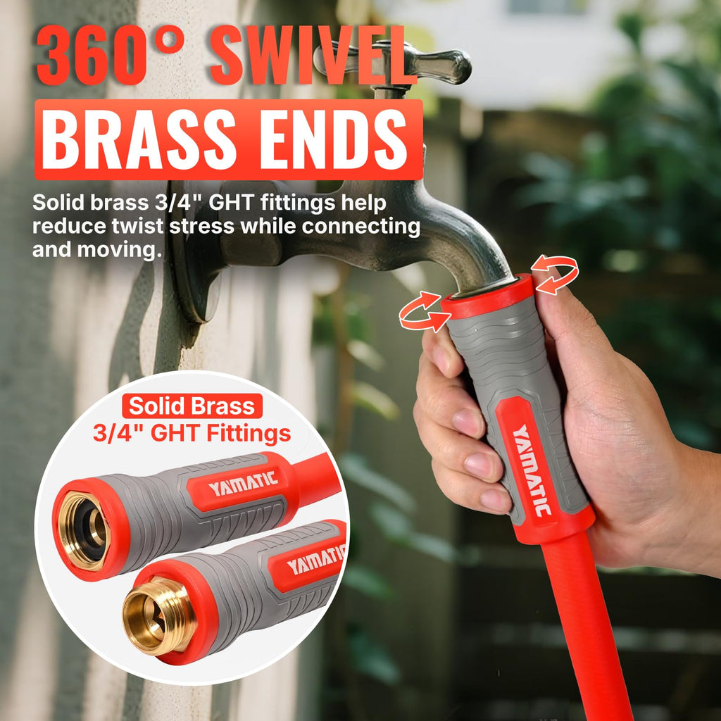 100FT 5/8" Garden Hose Brass Swivel Handle 600 PSI F56464
