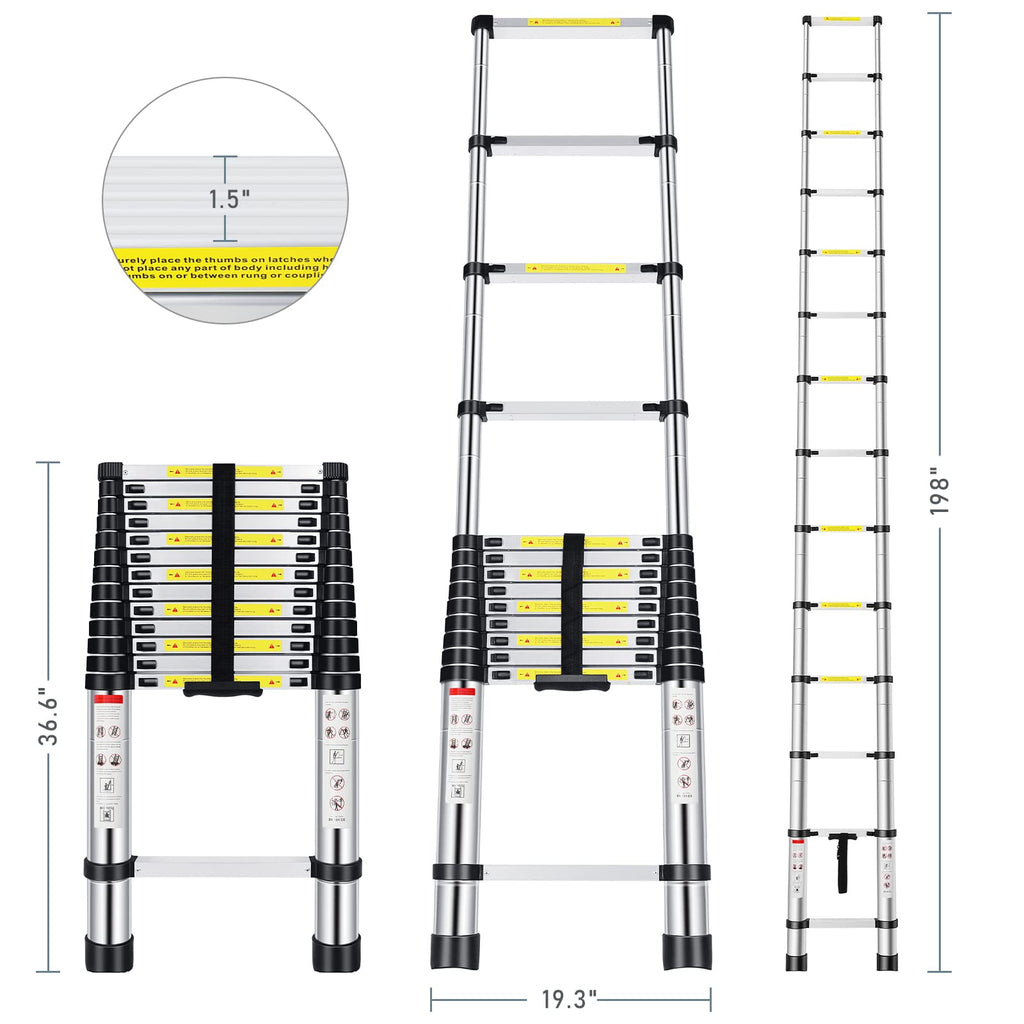16.5FT Aluminum Telescoping Ladder 330 lbs A619938