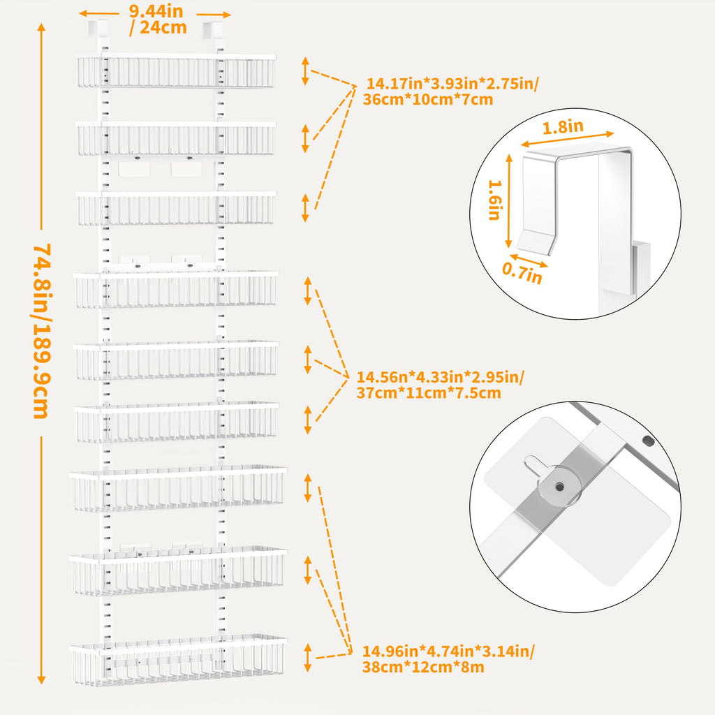 White 9-Tier Over The Door Pantry Organizer F988635