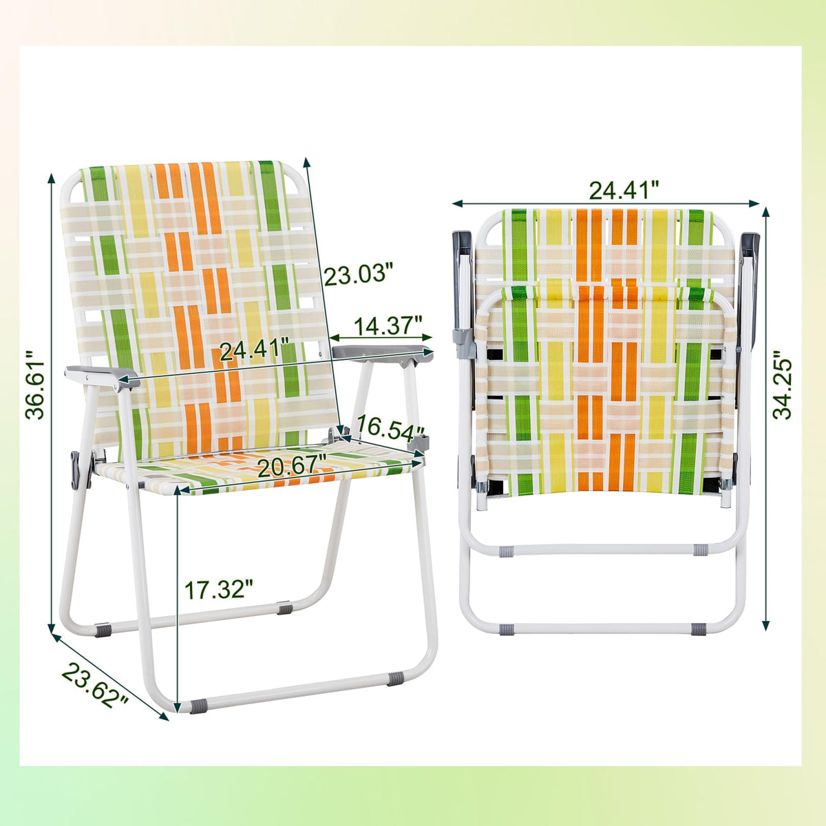 Set of 2 Webbed Folding Beach Chairs O728914