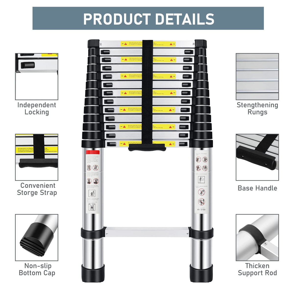 16.5FT Aluminum Telescoping Ladder 330 lbs A619938