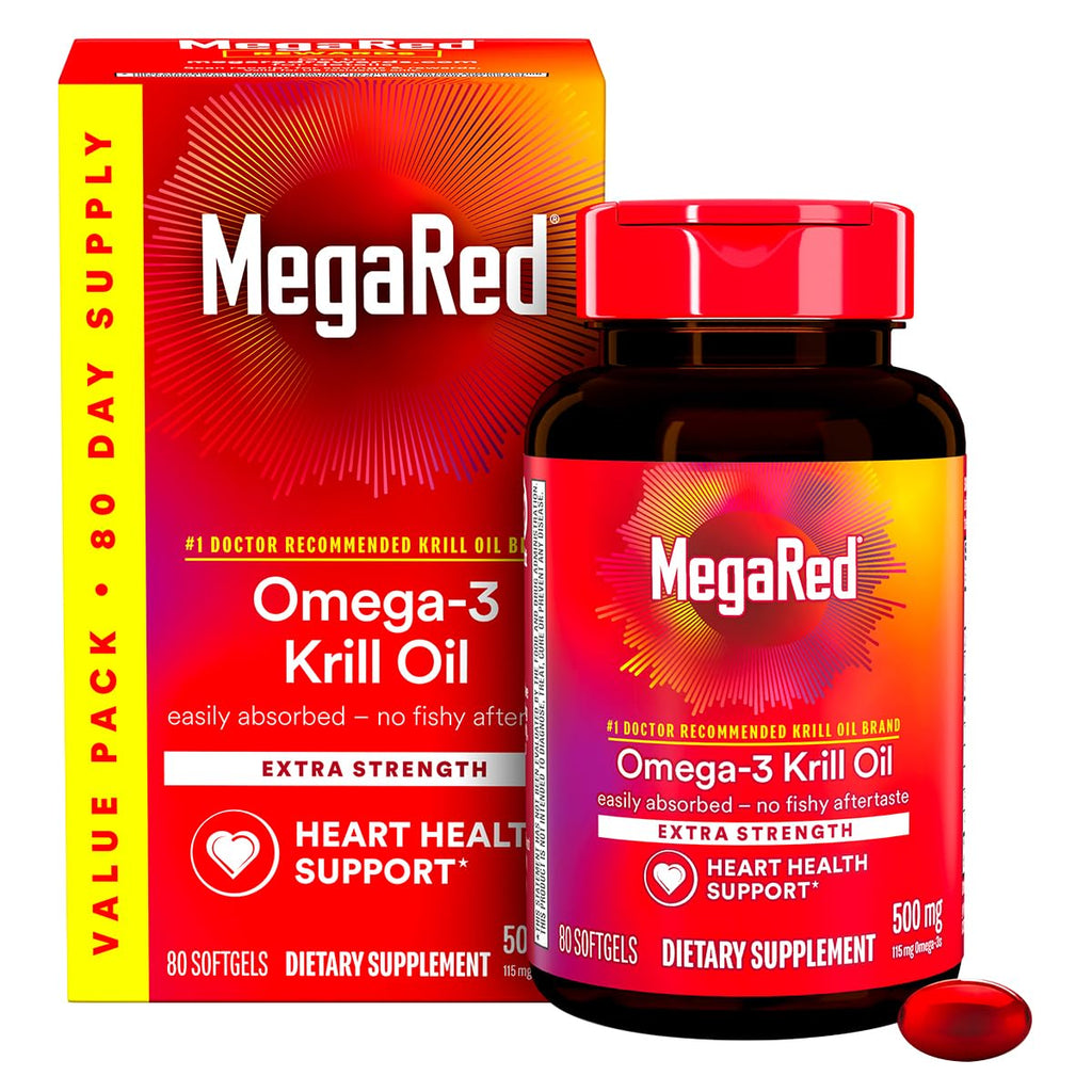 500mg Omega-3 Krill Oil Softgels 80 Count 2 Pack E569844