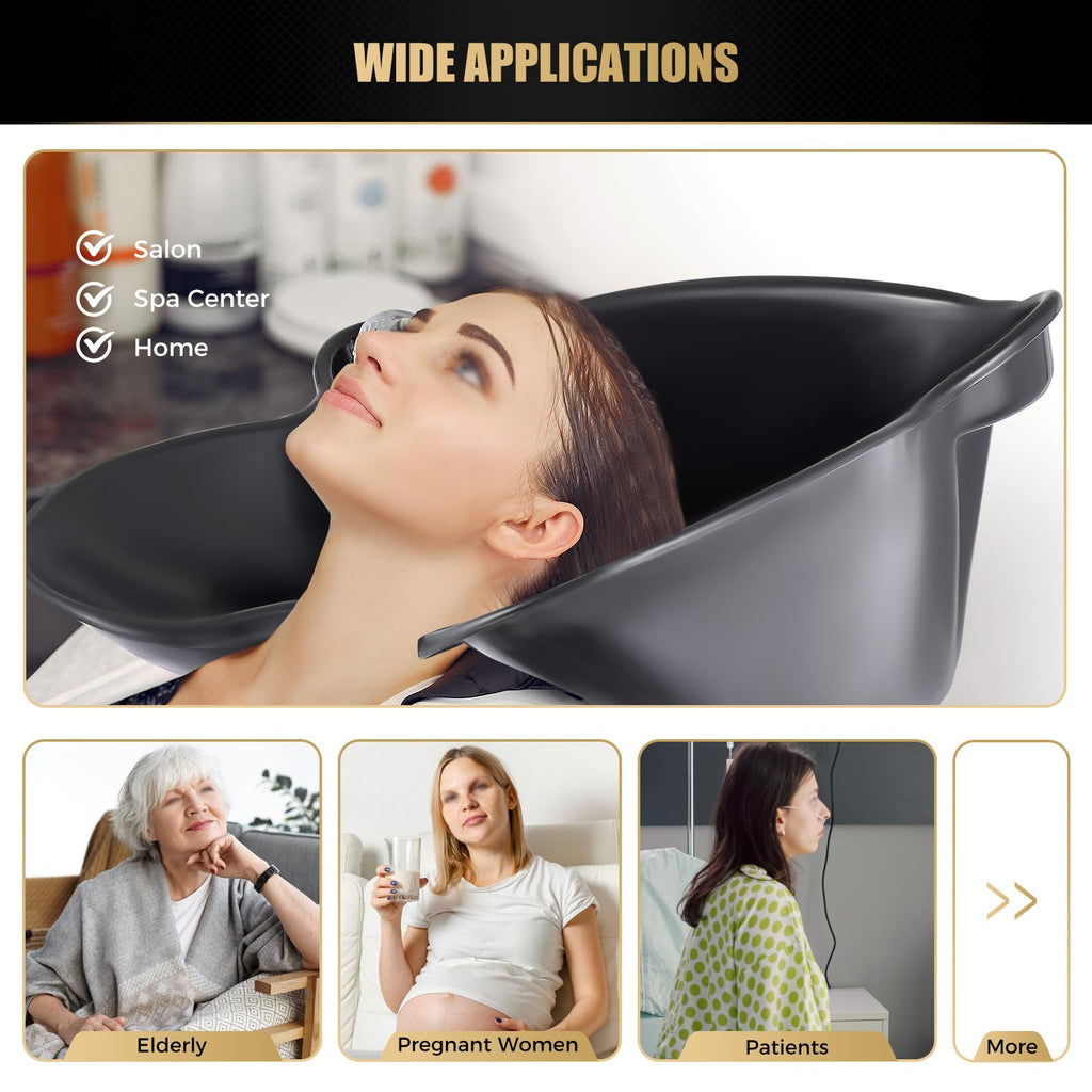 Portable 20L Hair Washing Shampoo Bowl Basin Black Z1866