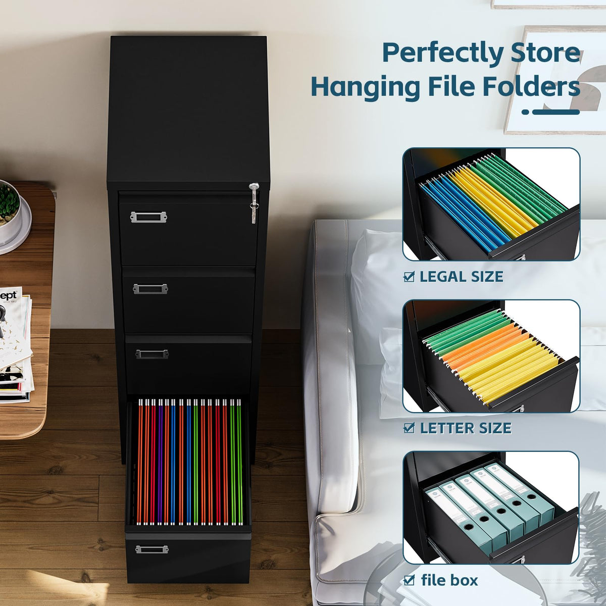 4 Drawer Metal File Cabinet with Lock A431