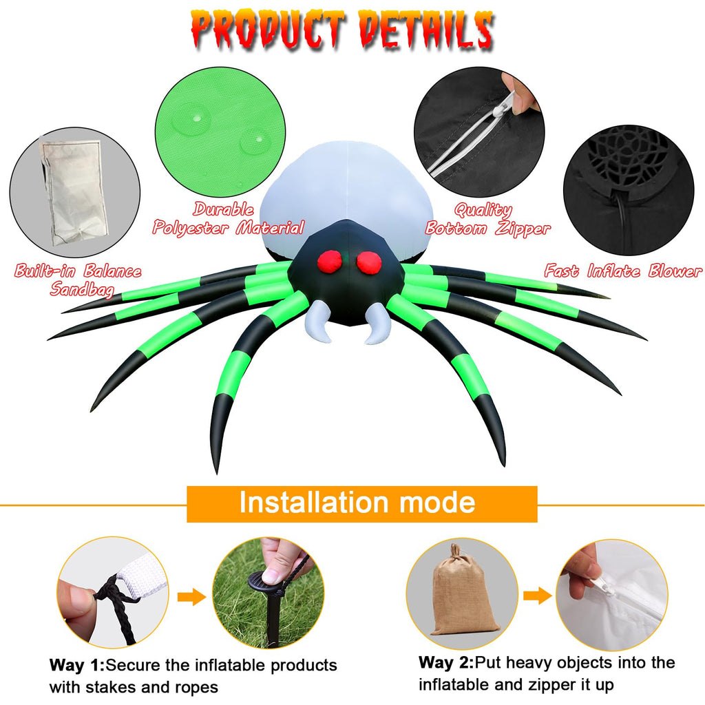12 FT Halloween Inflatable Spider Outdoor Decoration D5074