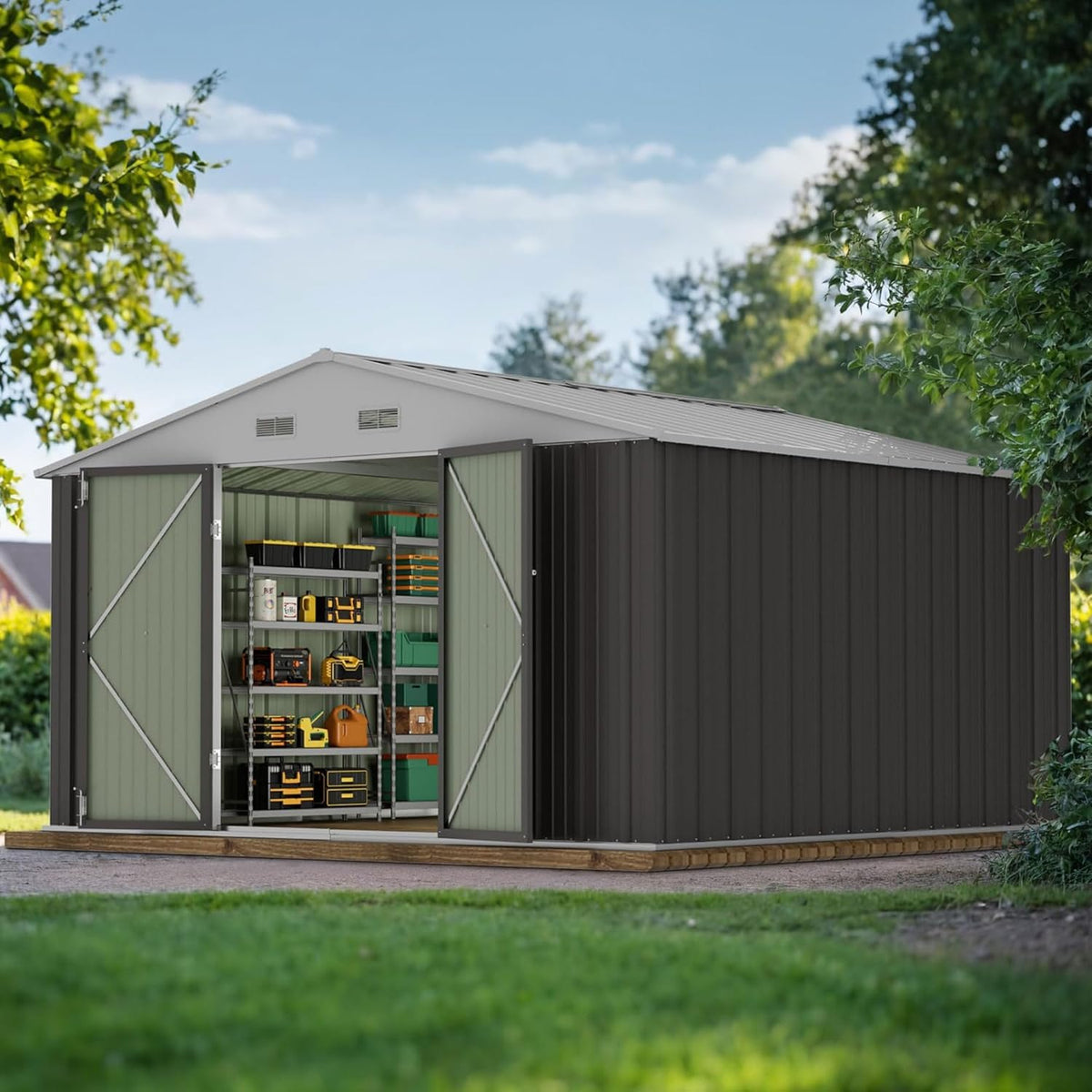 10x10 FT Grey Outdoor Storage Shed P750