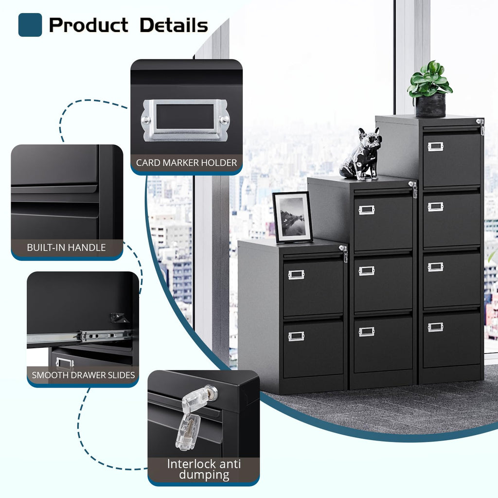 4 Drawer Metal File Cabinet with Lock A431