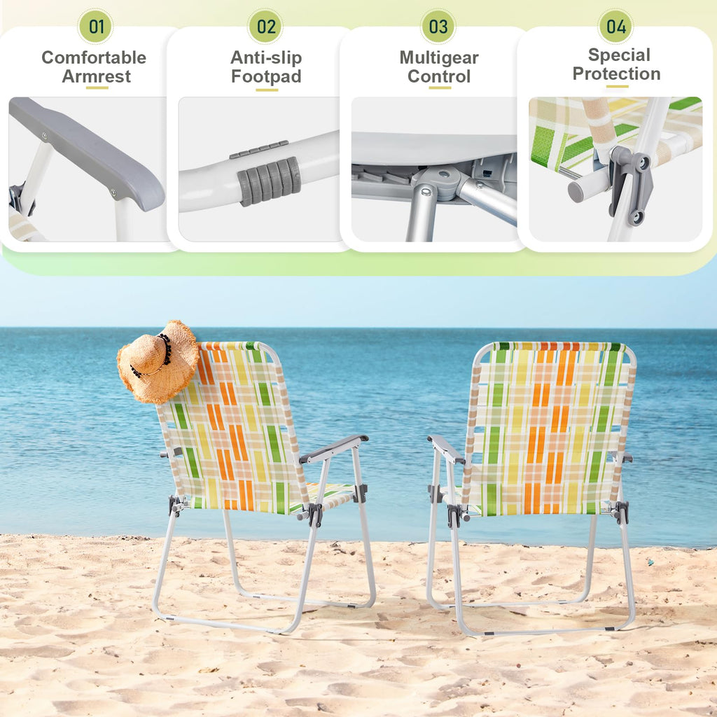 Set of 2 Webbed Folding Beach Chairs O728914
