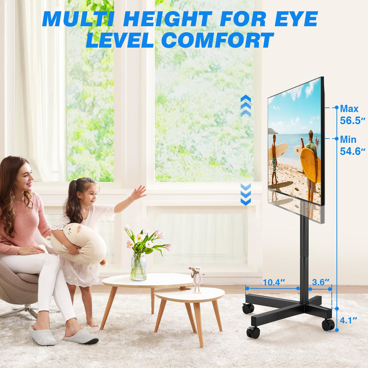 Mobile TV Cart Rolling TV Stand for 23-65 Inch Screens V20994