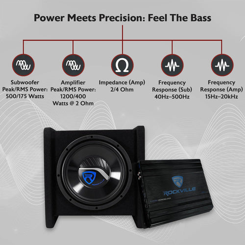 10" Car Subwoofer Enclosure with Mono Amplifier V12454