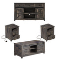 4 Piece Farmhouse Living Room Table Set with TV Stand Coffee Table and End Tables Q5263
