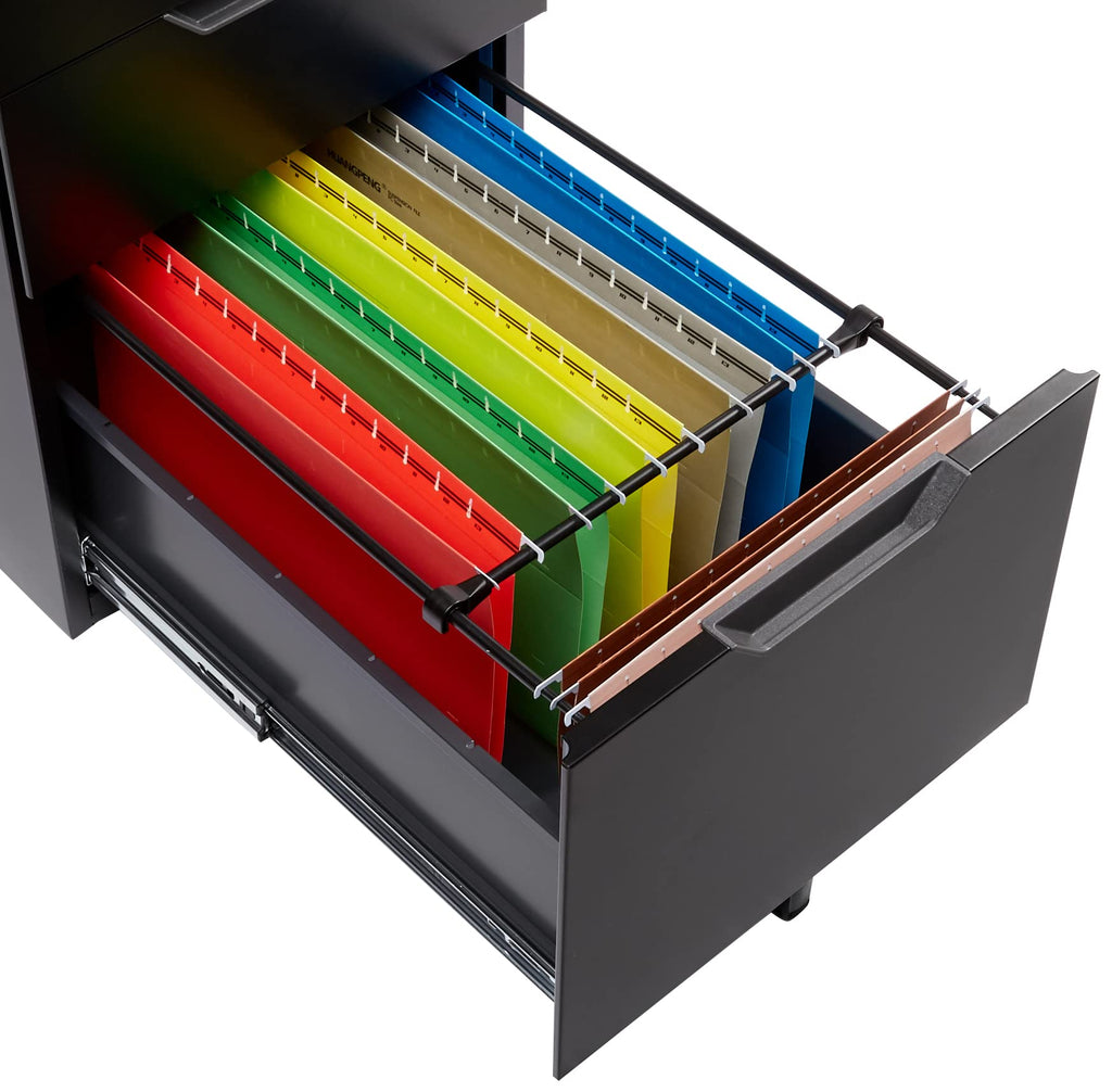 3-Drawer Black Mobile File Cabinet with Lock P9840