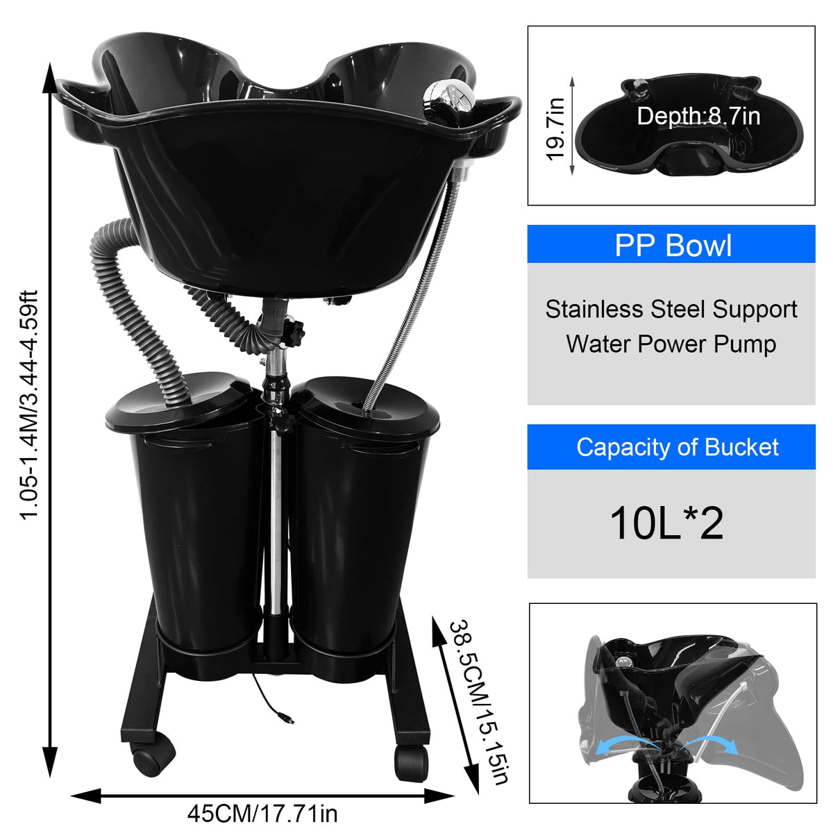 Portable Shampoo Bowl with Electric Pump C57409