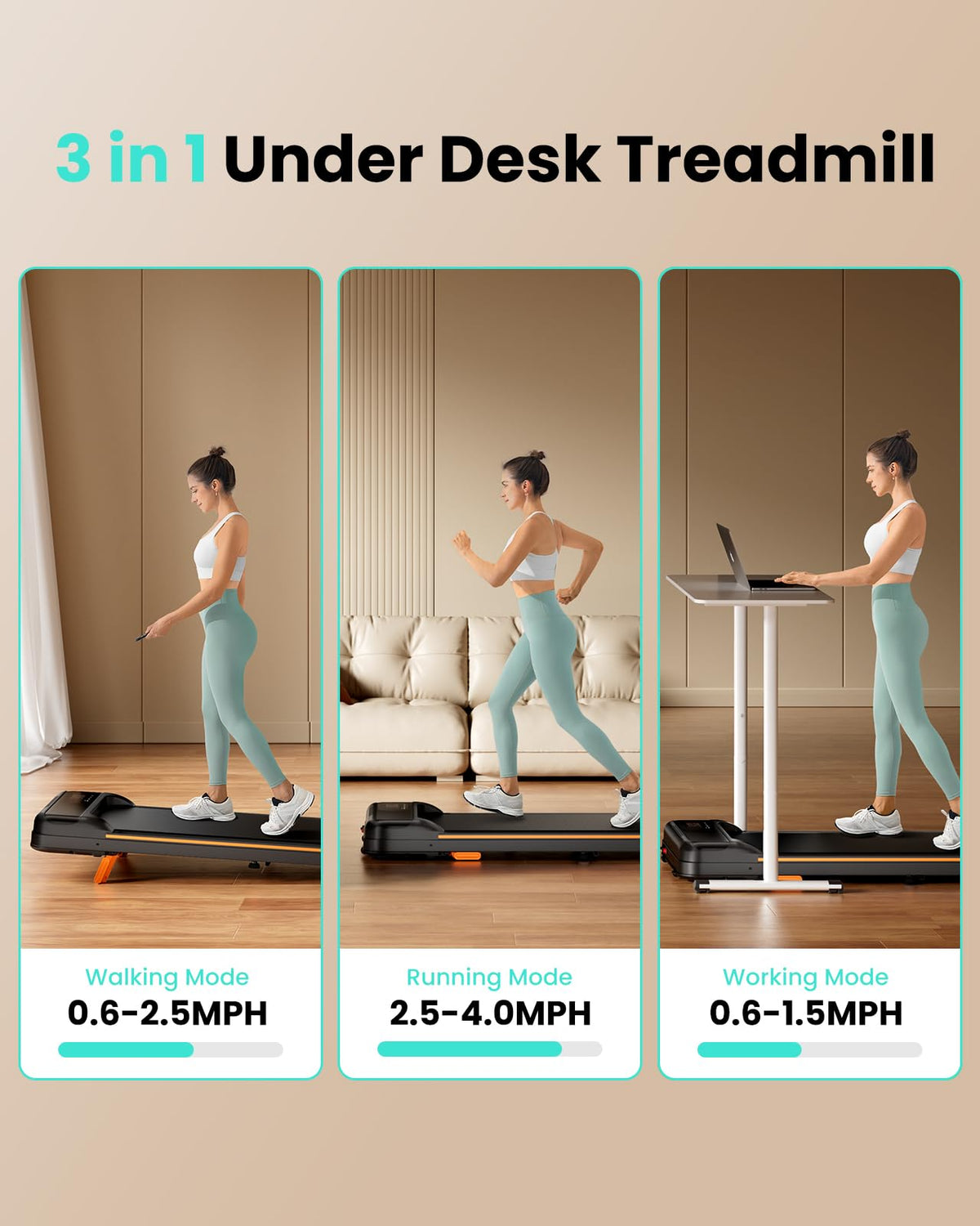 2.5HP Under Desk Treadmill with Incline O198252
