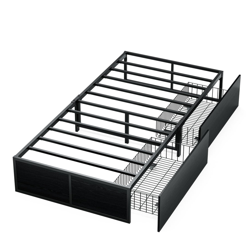 Twin Metal Platform Bed Frame with 2 XL Storage Drawers G831