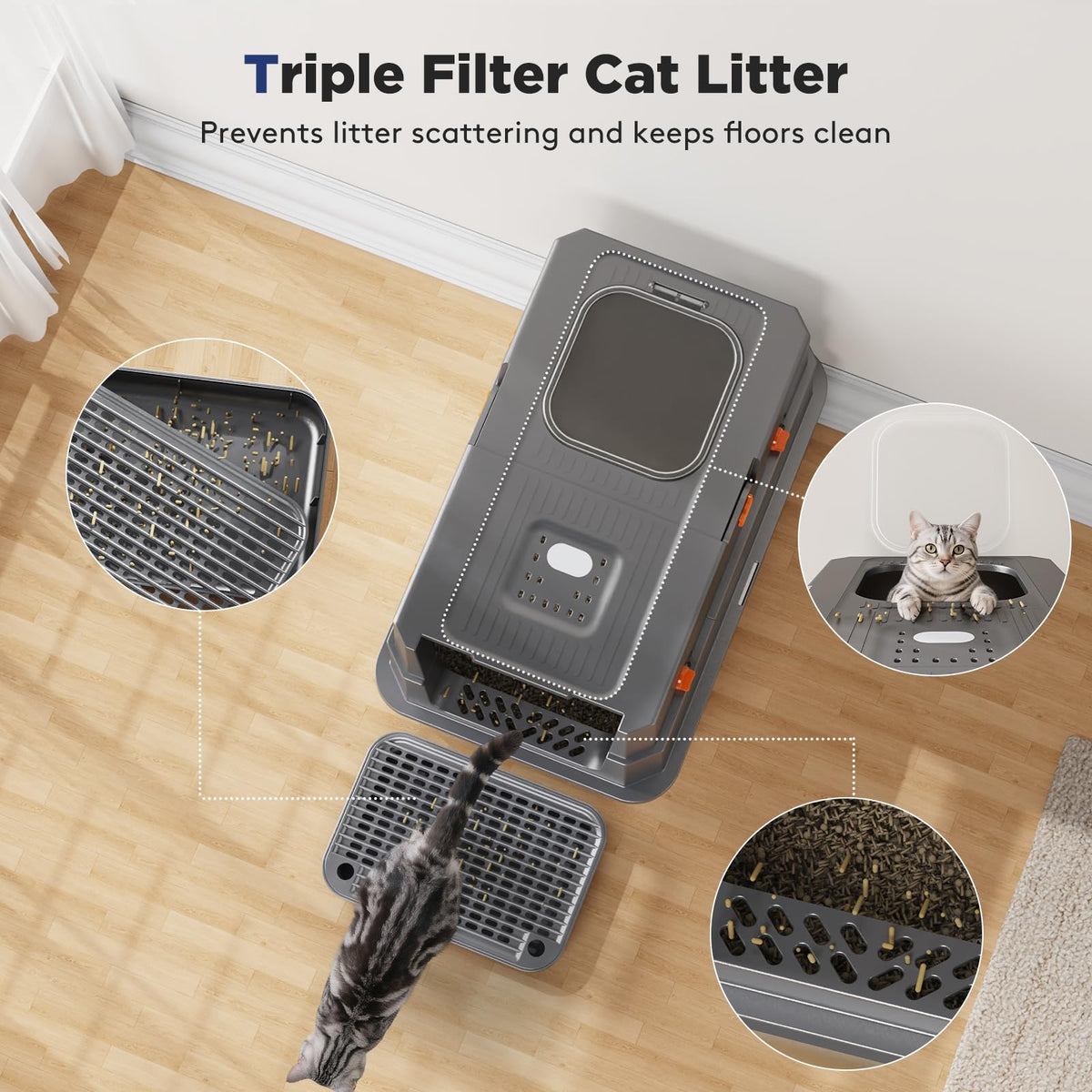 Stainless Steel Enclosed Cat Litter Box with Lid L416