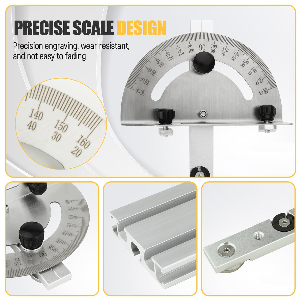Table Saw Miter Gauge System with Miter Fence, 120° Angle Stops Adjustable, 250mm O765