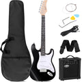39in Full Size Electric Guitar with 10W Amp, Case and Accessories Pack, Black C3320