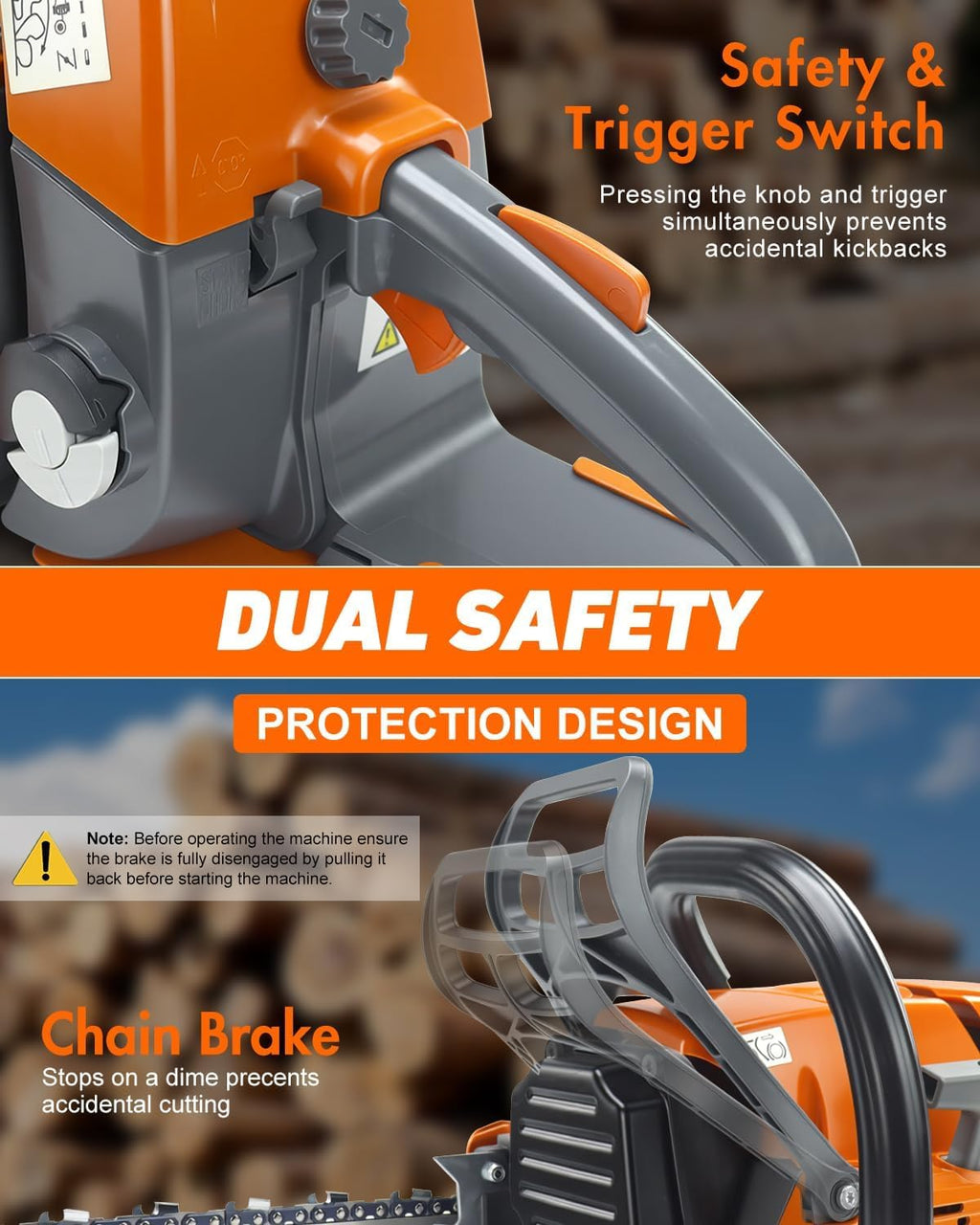 72cc Gas Powered Chainsaw with 24 inch Bar Chain P465