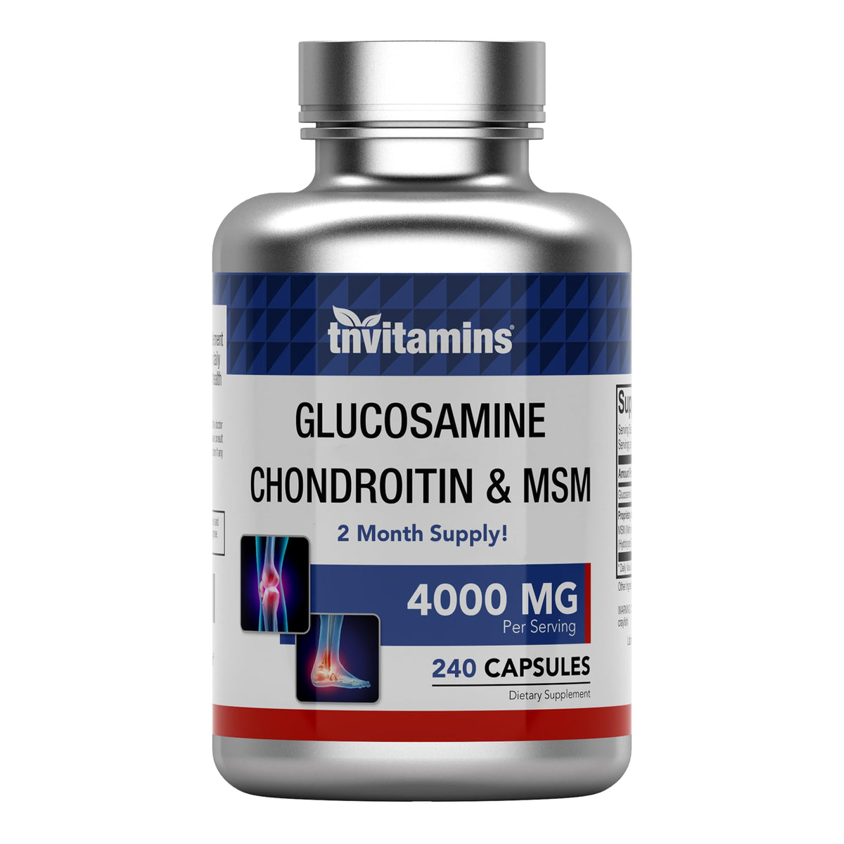 Glucosamine Chondroitin MSM 240 Capsules 4,000 mg Joint Support Supplement H7878