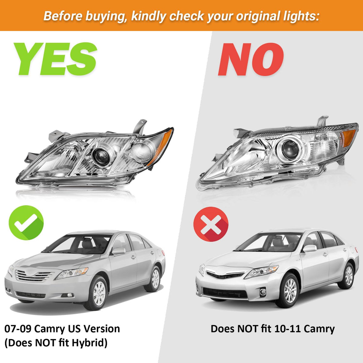 Anti-Fogging Headlights Assembly for Toyota Camry V18569