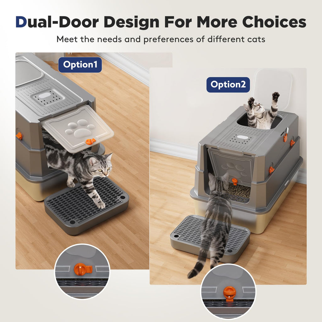 Stainless Steel Enclosed Cat Litter Box with Lid L416