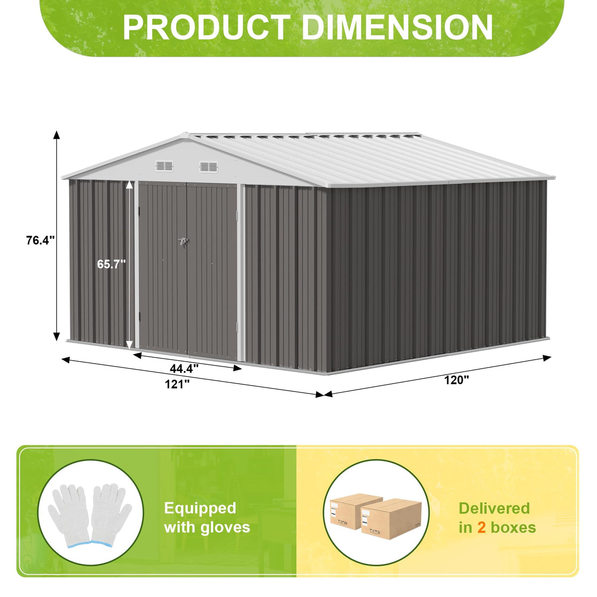 10x10 FT Grey Outdoor Storage Shed P750