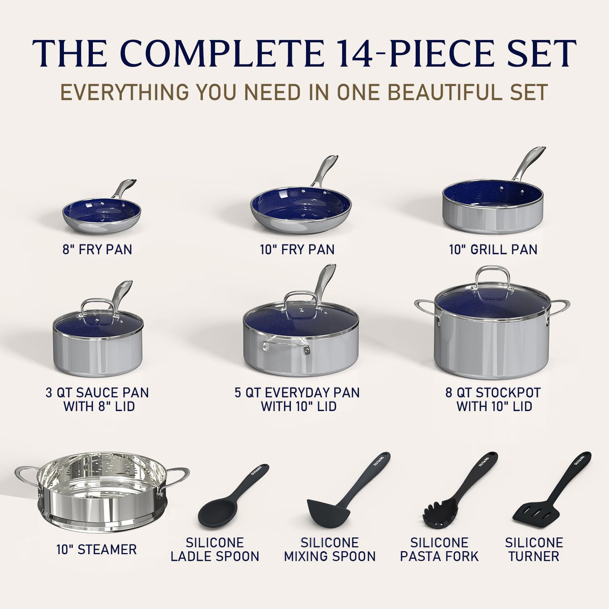 14 Pc Non Stick Ceramic Cookware Set D992115