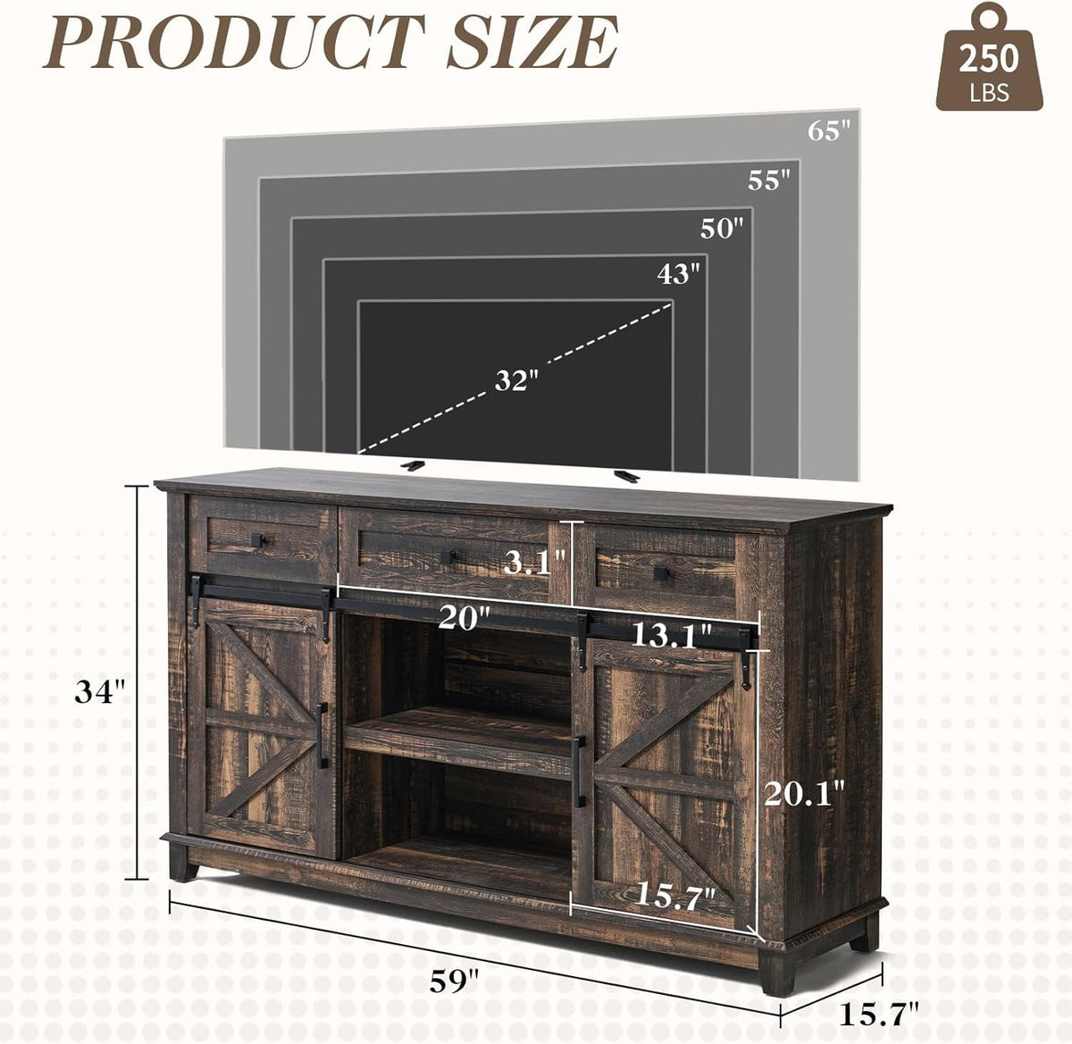 4 Piece Farmhouse Living Room Table Set with TV Stand Coffee Table and End Tables Q5263