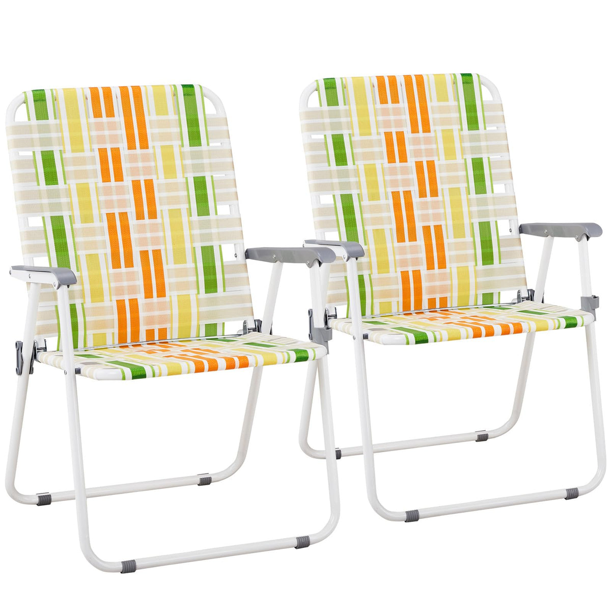 Yellow & Green Set of 2 Oversized Foldable Beach Chairs M369031