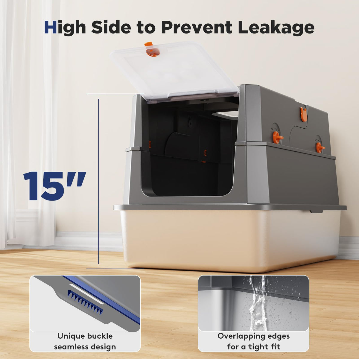 Stainless Steel Enclosed Cat Litter Box with Lid L416