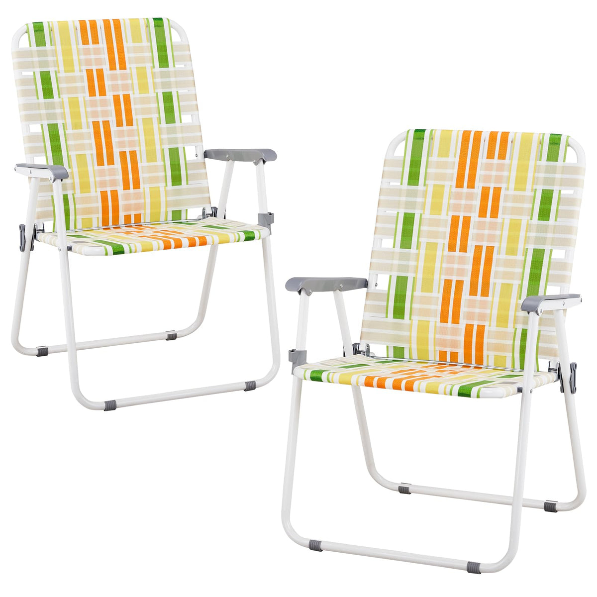 Set of 2 Webbed Folding Beach Chairs O728914