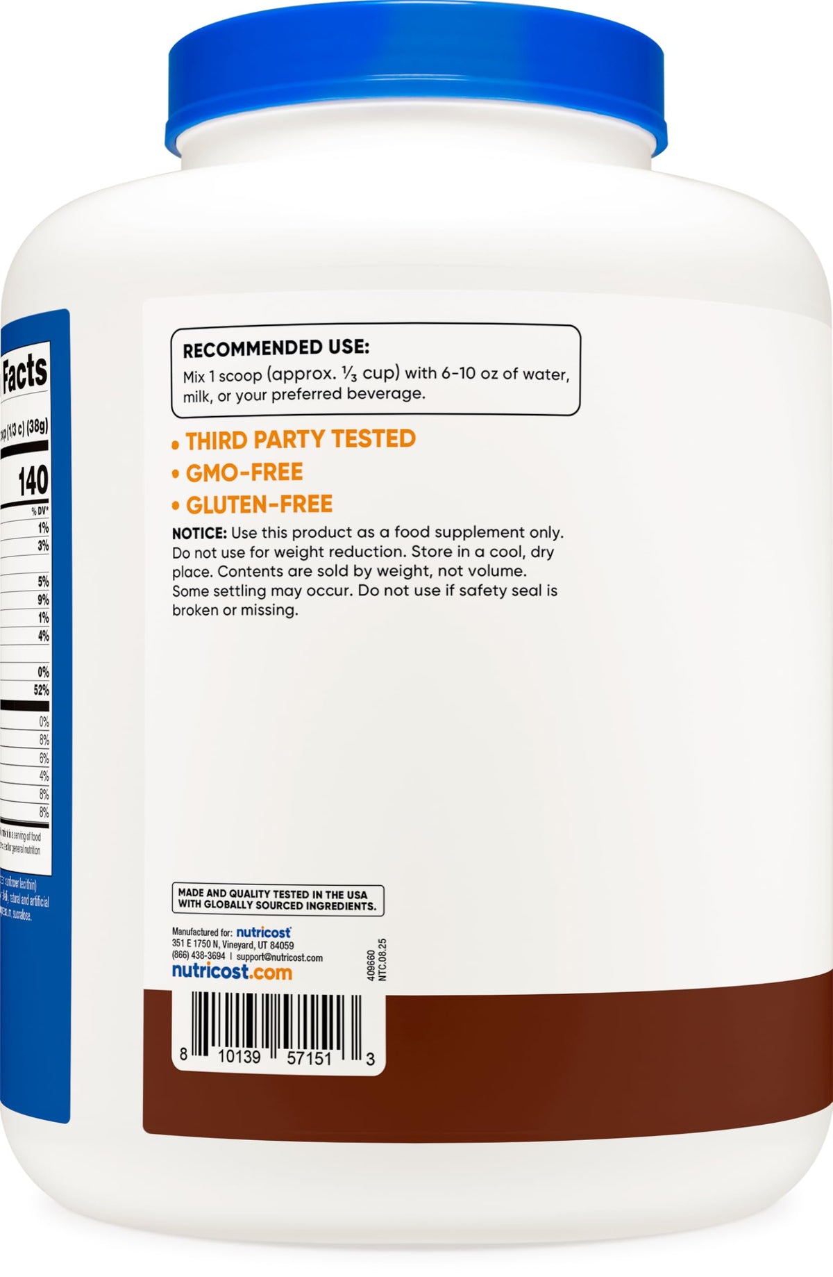 Whey Protein Isolate Powder Milk Chocolate 5LBS N61266