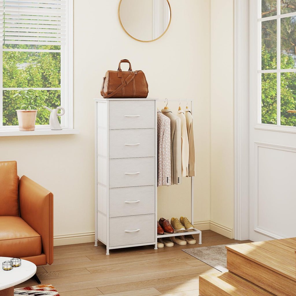 Dresser with Hanging Rack, 5 Drawers F4301
