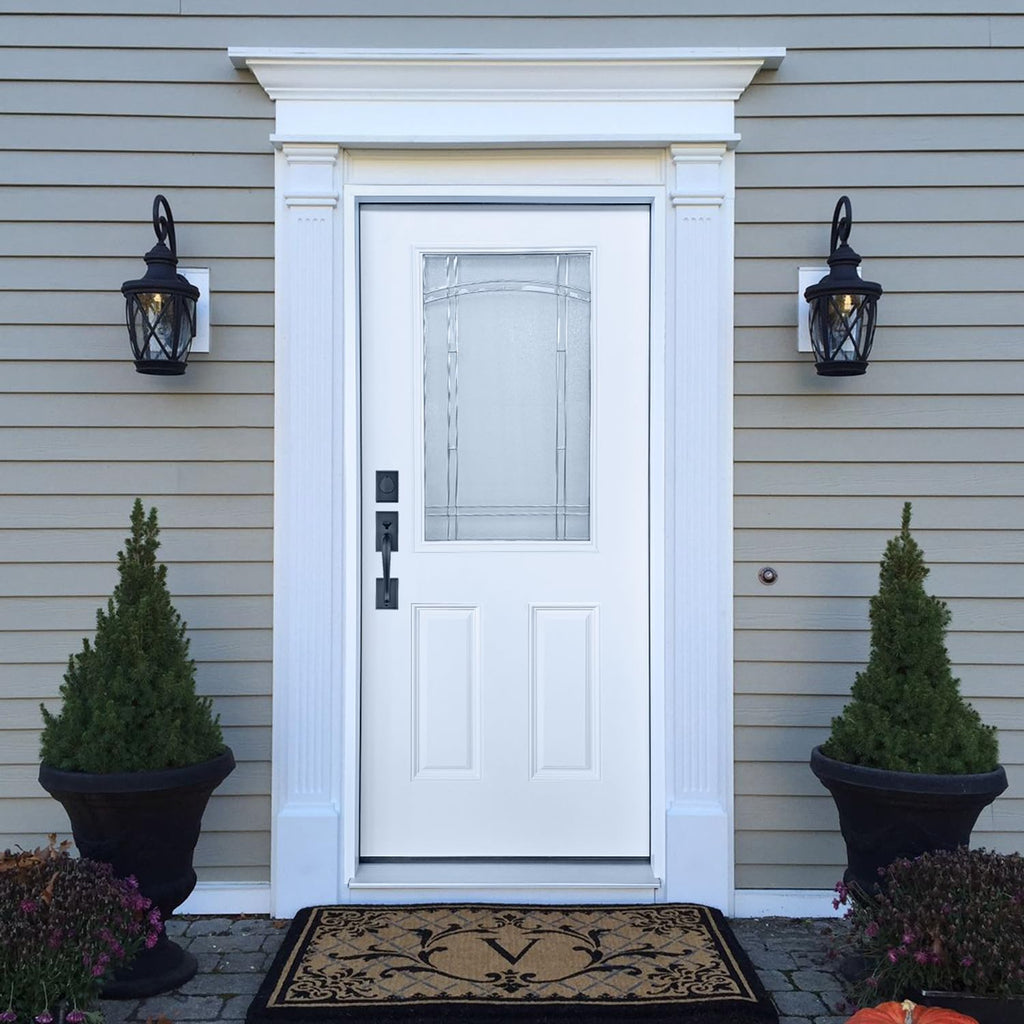 White Fiberglass Prehung 36" x 80" Entry Door H7793