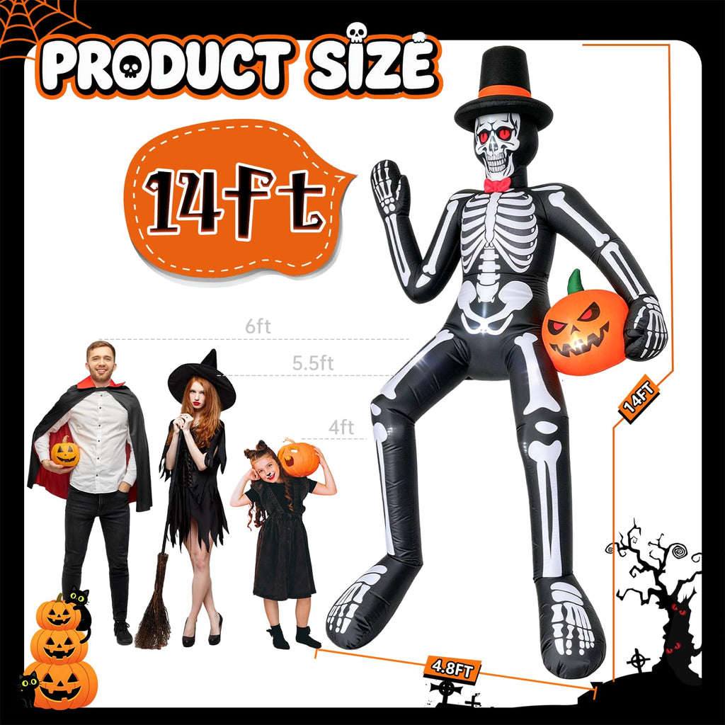 14FT Inflatable Sitting Skeleton Decorations S6897