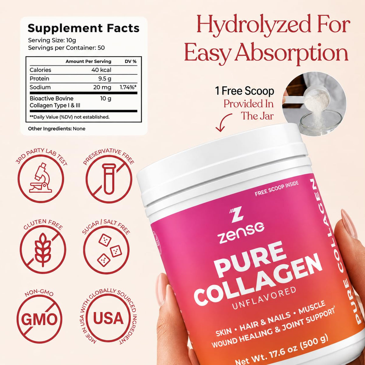 Hydrolyzed Collagen Powder 500 g X865648