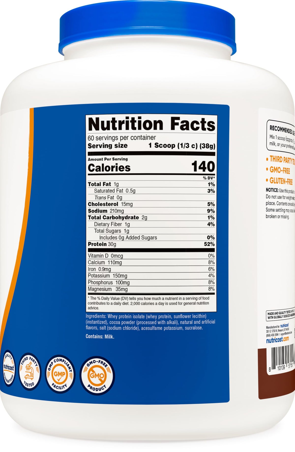 Whey Protein Isolate Powder Milk Chocolate 5LBS N61266