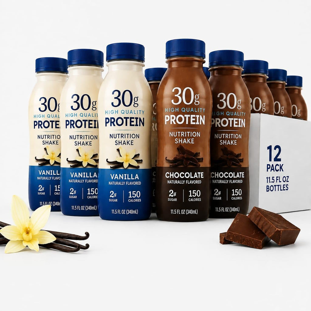 High Protein Nutrition Shake, Vanilla & Chocolate Flavor 30g, 12 Pack, 11.5 fl oz Bottles C58375