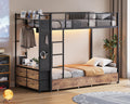 Twin Over Twin Metal Bunk Bed with Storage Drawers I400
