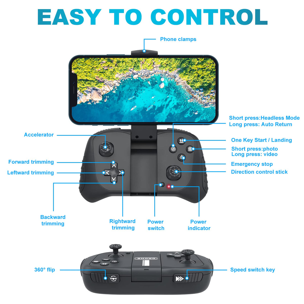 Foldable 1080P Camera Drone with 2 Batteries T3617