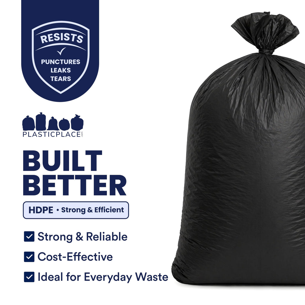 55-60 Gallon Heavy Duty Black Trash Bags, 100 Count H13009