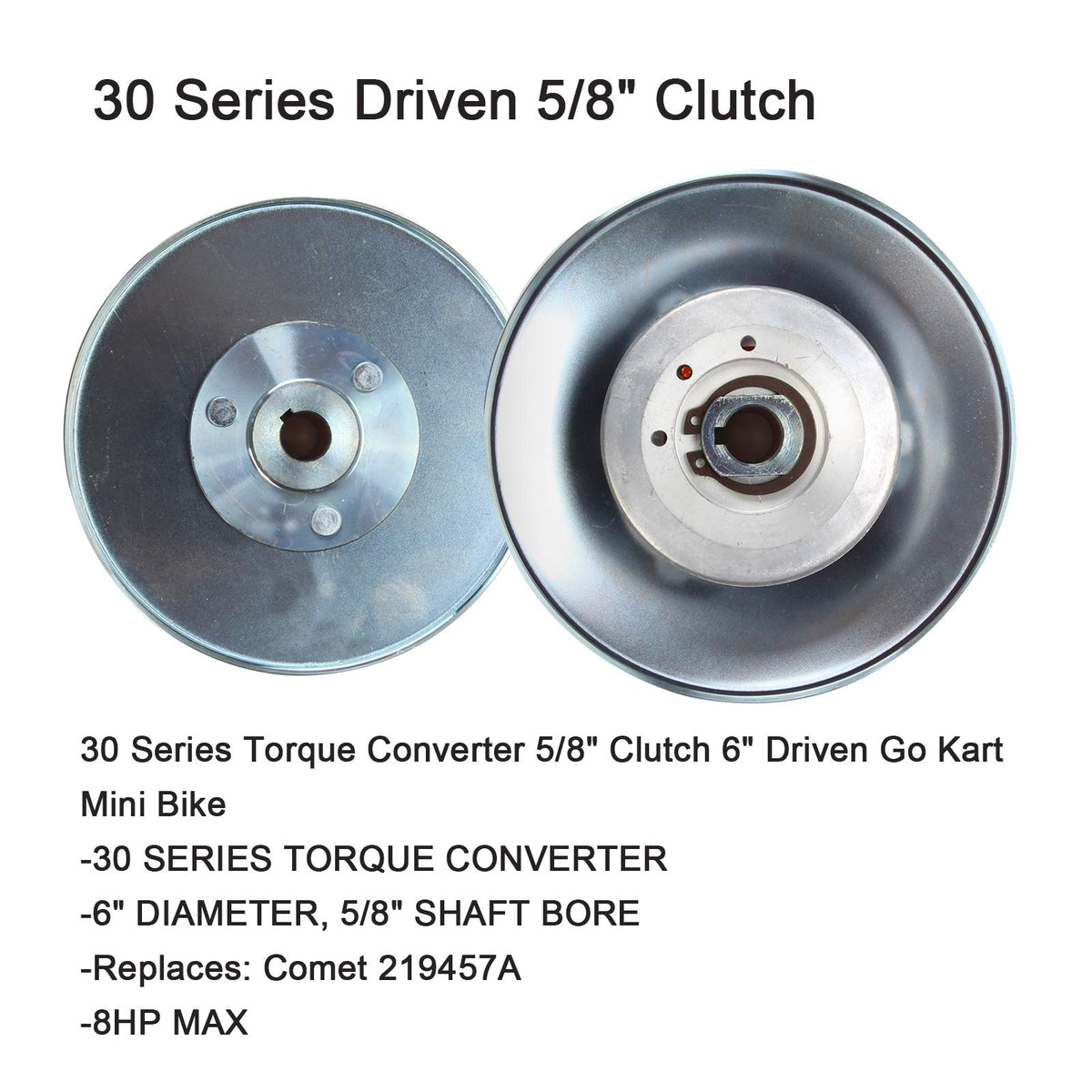 3/4" Bore 6" Diameter Asymmetric CVT Torque Converter with 5/8" Clutch and 725 Belt X370309
